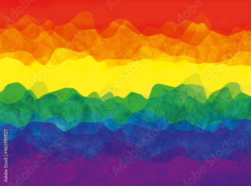 Pride LGBT rainbow color flag background with distorted waves