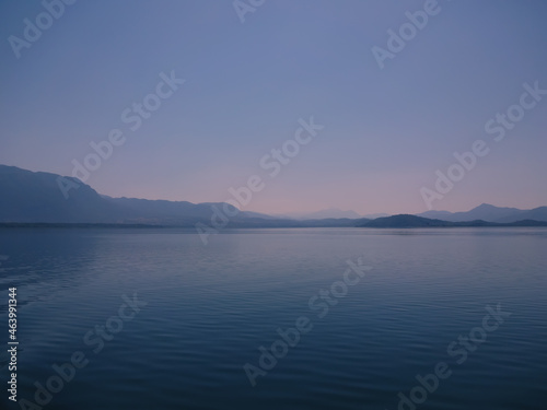 A magical view of a mountain lake before dawn