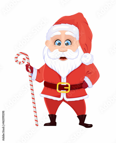 Santa Claus charcter vector. Christmas and New Year illustration. Funny cartoon Santa