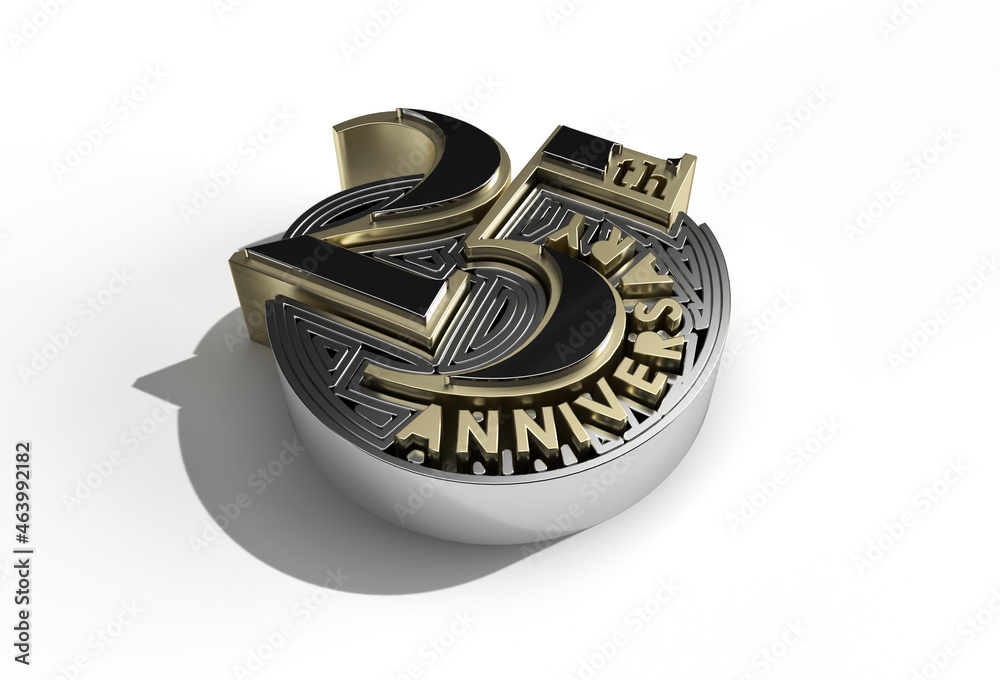 3D Render 25th Years Anniversary Celebration Pen Tool Created Clipping Path Included in JPEG Easy to Composite. 3D Render 25th Years Anniversary Celebration Pen Tool Created Clipping Path Included in JPEG Easy to Composite.