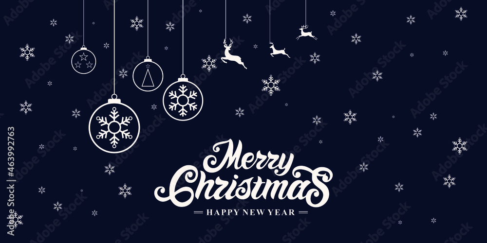 beautiful marry christmas and happy new year banner