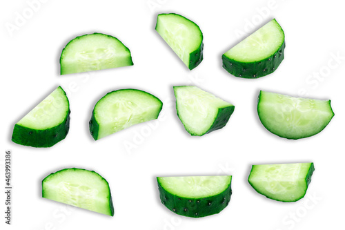 Creative layout of cucumbers. Food concept. Fresh sliced ​​cucumber. Сopy spaсe