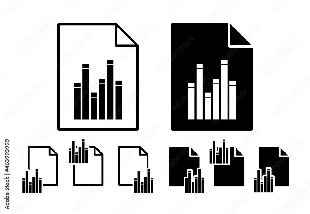 Bar chart vector icon in file set illustration for ui and ux, website or mobile application