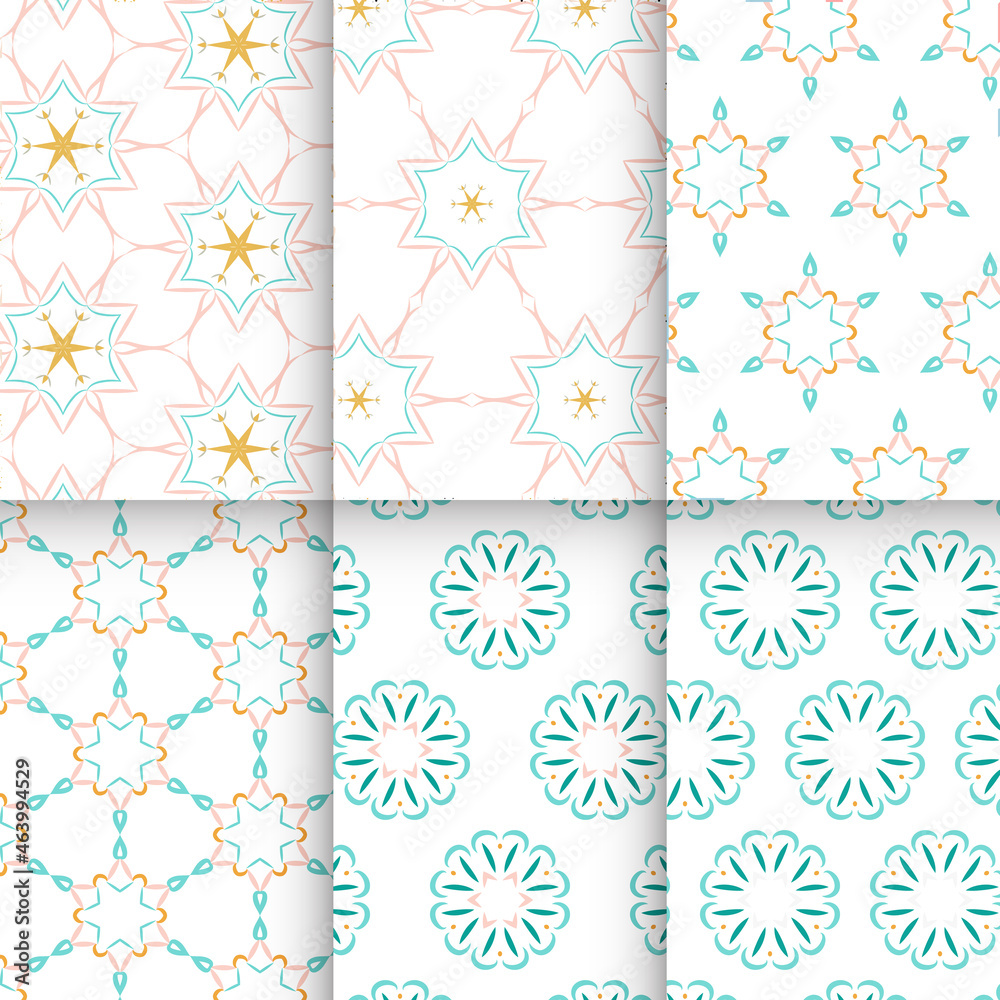 Colorful seamless floral pattern set