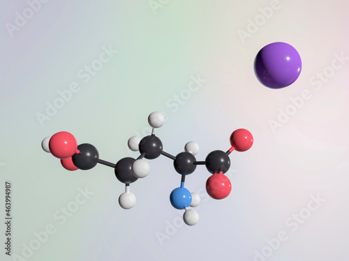 Sodium glutamate molecule, illustration photo