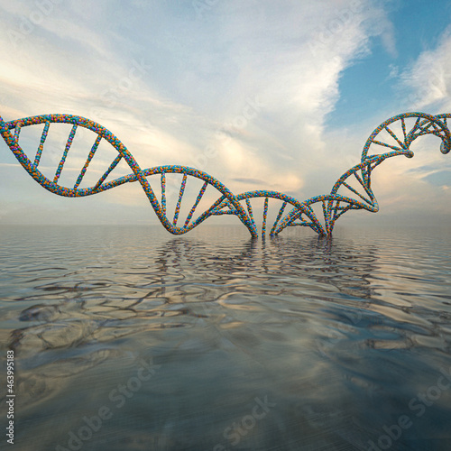 DNA rising out of water, illustration photo