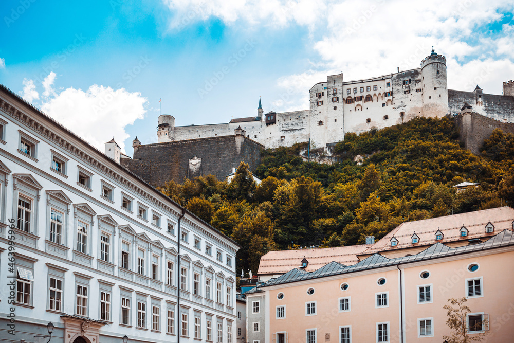 Street view of downtown in Salzburg, Austria