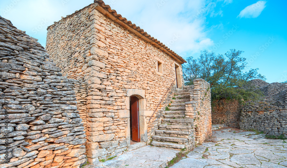 Stone huts in the Bories Village near Gordes, Vaucluse, Southern France