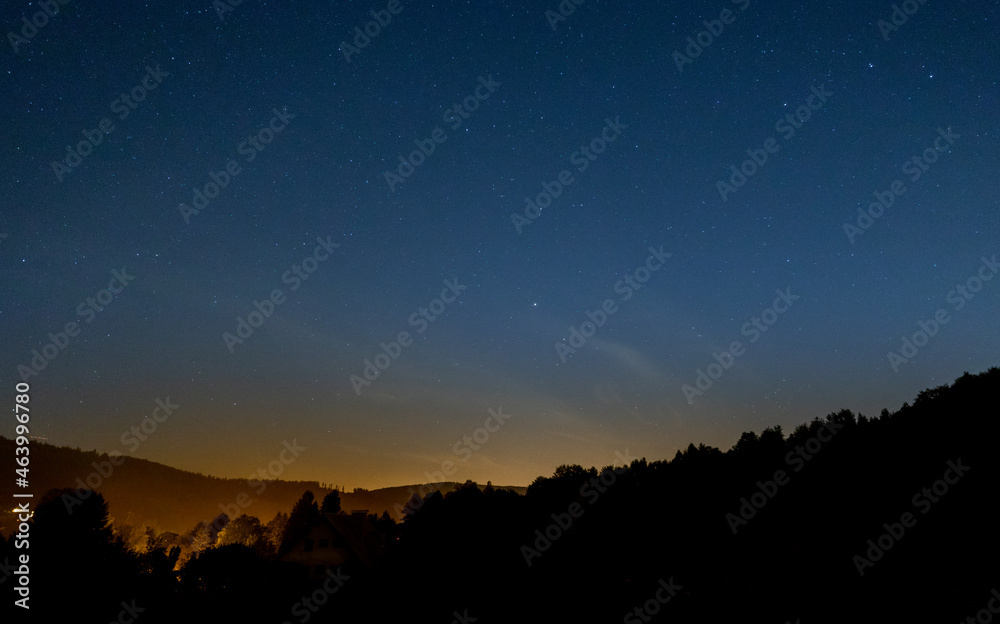 Beautiful calm night with starry sky landscape Beautiful calm night with starry sky landscape