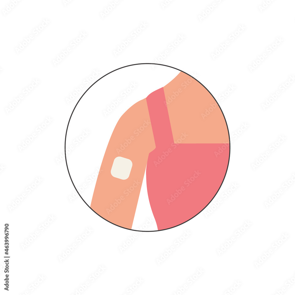 Contraception method. Vector flat female arm with contraceptive patch