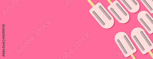 Isolated banner made from Ice cream sticks pattern and space for advertising and promotion in social media post, blog, web, cover, header