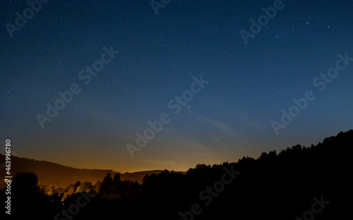 Beautiful calm night with starry sky landscape © leszekglasner