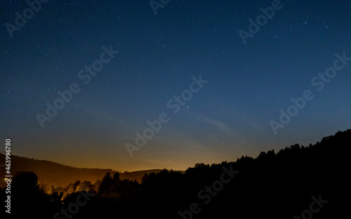 Beautiful calm night with starry sky landscape