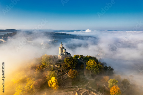 Aerial view of Tsarevets Fortress in Veliko Tarnovo
 photo