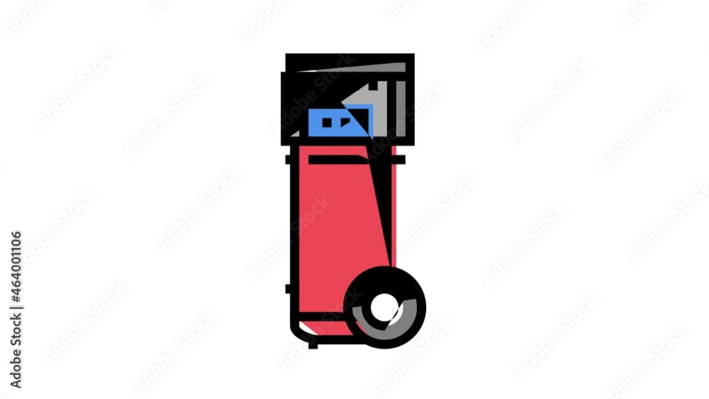 mobile air compressor animated color icon. mobile air compressor sign ...