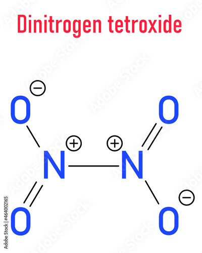 Nitrogen tetroxide or dinitrogen tetroxide, NTO, amyl. Rocket propellant molecule. Skeletal formula.