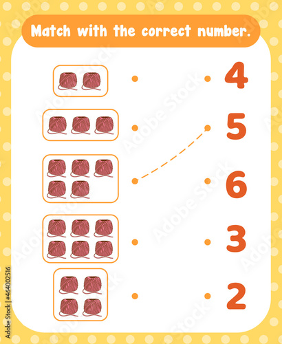 Count and match numbers math worksheet template