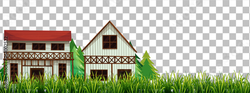 Suburban house on transparent background