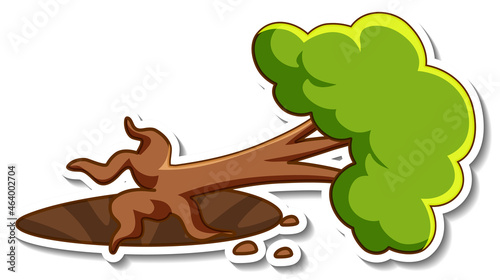 A sticker template with broken tree isolated