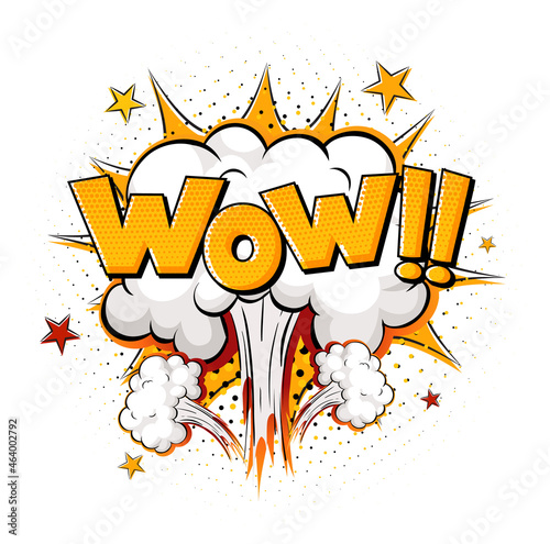 WOW word on bomb explosion isolated