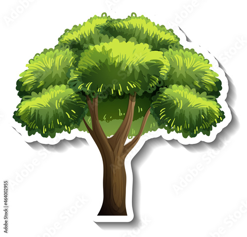 A tree with green leaves sticker on white background
