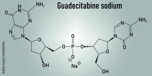 Guadecitabine cancer drug molecule (DNA methyltransferase inhibitor). Skeletal formula.