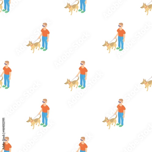 Blind man with guide dog pattern seamless background texture repeat wallpaper geometric vector