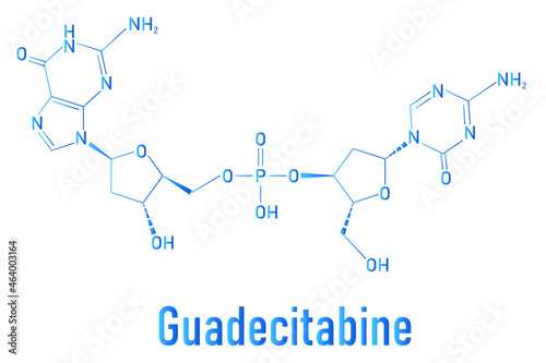 Guadecitabine cancer drug molecule (DNA methyltransferase inhibitor). Skeletal formula.