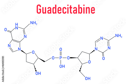 Guadecitabine cancer drug molecule (DNA methyltransferase inhibitor). Skeletal formula.