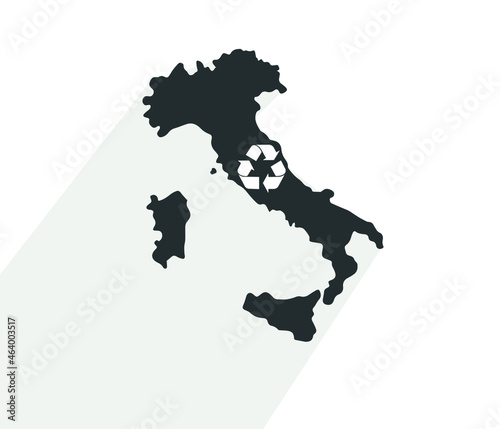 Italy china map icon with recycle sign.
