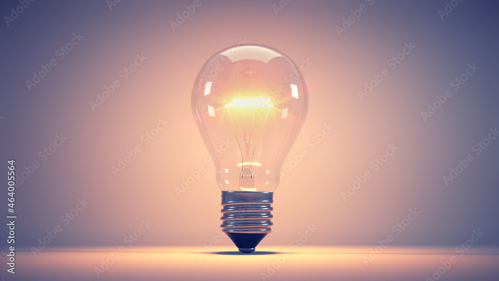 Illuminated lightbulb isolated on background . Illuminated lightbulb isolated on background .