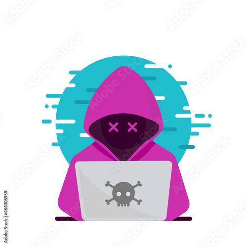 Hacker with laptop criminal cyber
