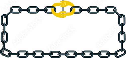 yellow chain slings rectangular shape on white background 