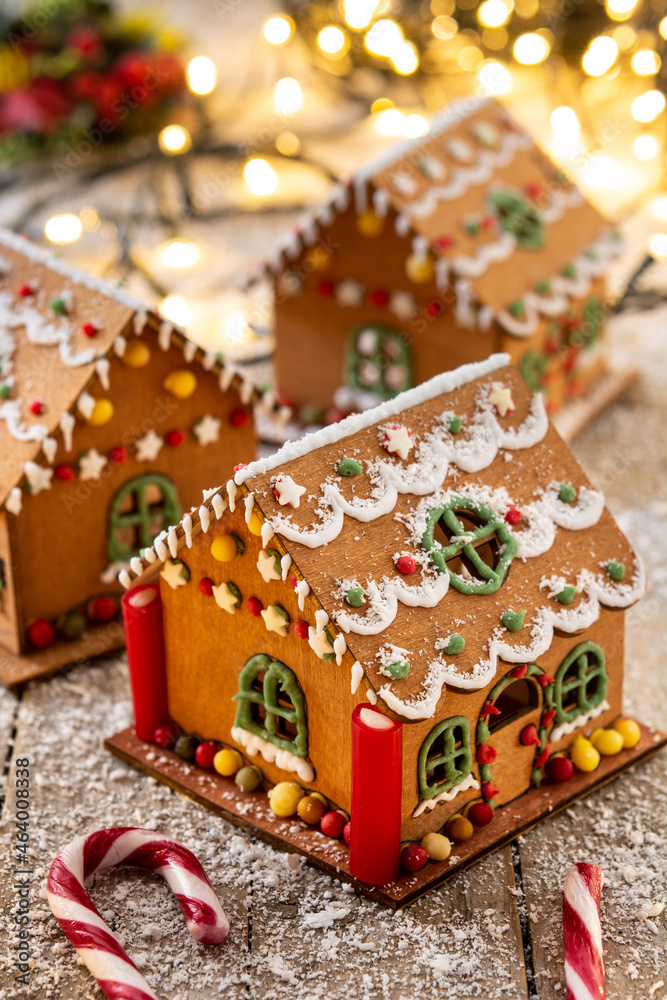 Christmas gingerbread house on white background	
