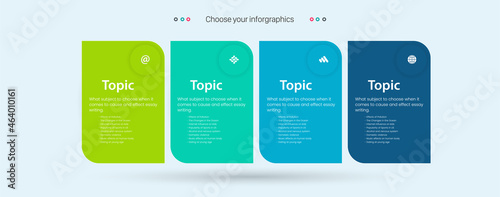 FOUR Options of infographic Process chart with blue, green pannels and Infographic template with 4 opions or steps, 4 business template for presentation Object.eps
