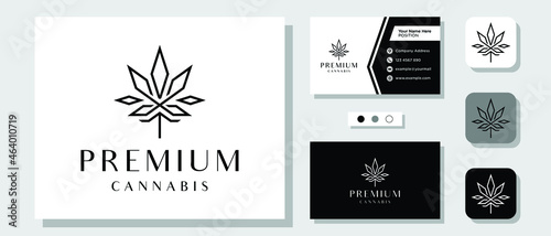 Luxury Cannabis Hemp Drug Weed King Royal Premium Logo Design with Layout Template Business Card
