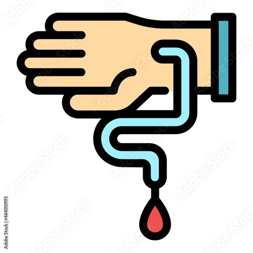 Aid blood transfusion icon. Outline aid blood transfusion vector icon color flat isolated