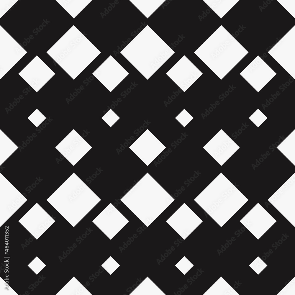 White rhombuses and black background. Abstract minimalistic and geometric pattern. Seamless type vector.