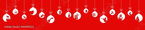 hanging christmastime baubles with icons for winter time concepts