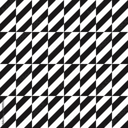 Striped black and white rectangles resembling a checkerboard. Diagonal rectangles in two colors. Vector.
