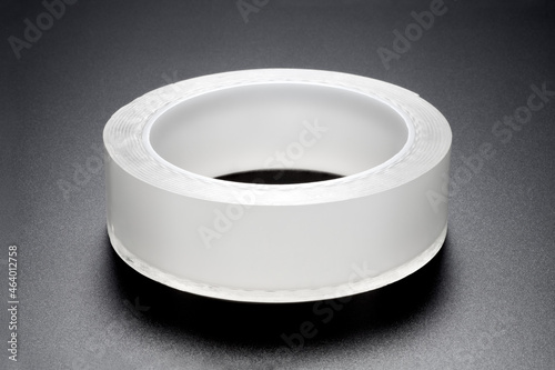 Transparent double-sided tape on black background