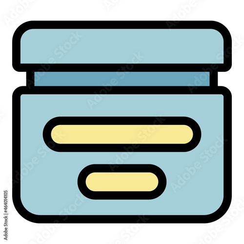 Sunscreen jar icon. Outline sunscreen jar vector icon color flat isolated