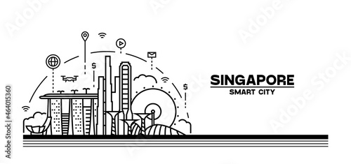 Singapore Skyline Vector Illustration Outline