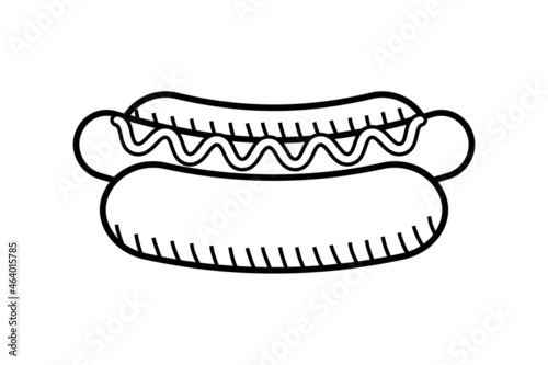 Hotdog retro line icon. Hot dog vector