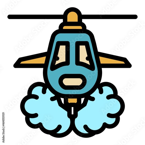 Wildfire helicopter icon. Outline wildfire helicopter vector icon color flat isolated