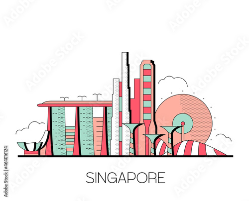 Singapore Skyline Vector Illustration Outline