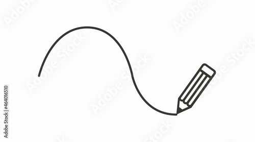 Pencil Drawing a Line. Vector isolated black and white editable icon