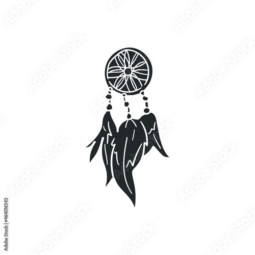 Dream Catcher Icon Silhouette Illustration. Ornament Culture Indian Vector Graphic Pictogram Symbol Clip Art. Doodle Sketch Black Sign.