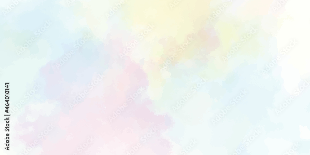 Abstract colorful watercolor on white in soft yellow, sky , ink  pastal pink background. Digital art painting.