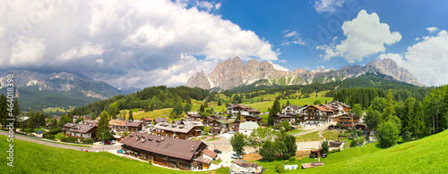 Belluno, Italy - August 17, 2018: resort town in the highlands of the Dolomites of Italy, Cortina d Ampezzo photo